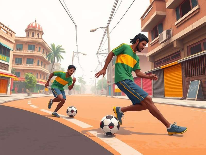 Goa Dribble Ace gameplay showing street soccer in Indian environment